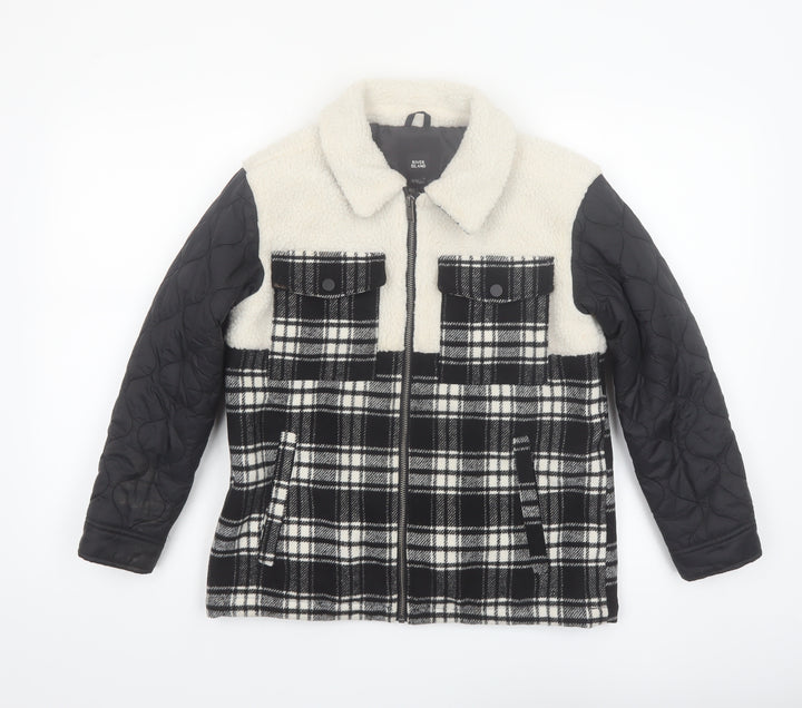 River Island Boys Black Check Sherpa Shirt Jacket 9-10 Years