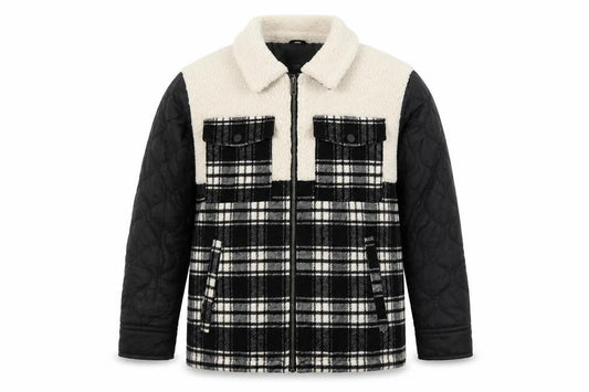 River Island Boys Black Check Sherpa Shirt Jacket 9-10 Years