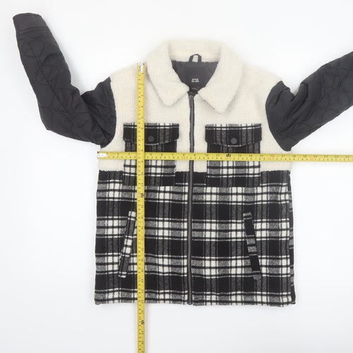 River Island Boys Black Check Sherpa Shirt Jacket 9-10 Years