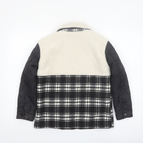 River Island Boys Black Check Sherpa Shirt Jacket 9-10 Years