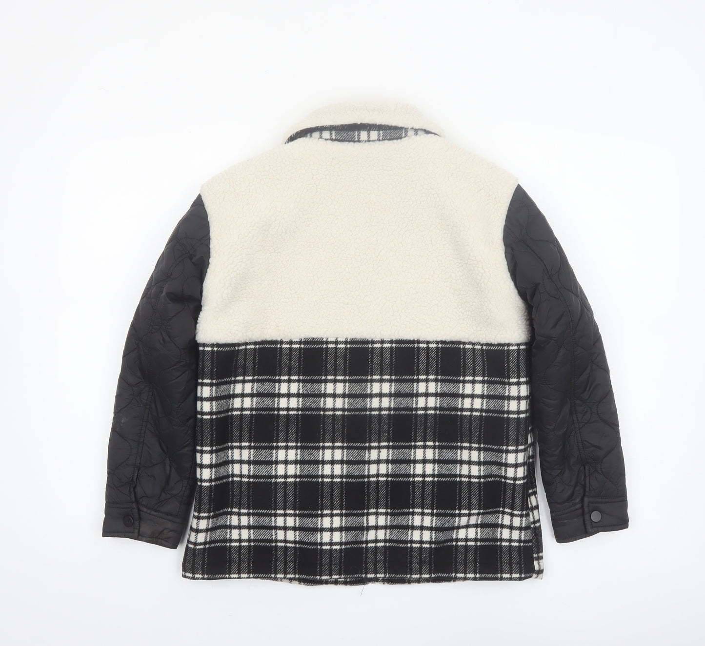 River Island Boys Black Check Sherpa Shirt Jacket 9-10 Years