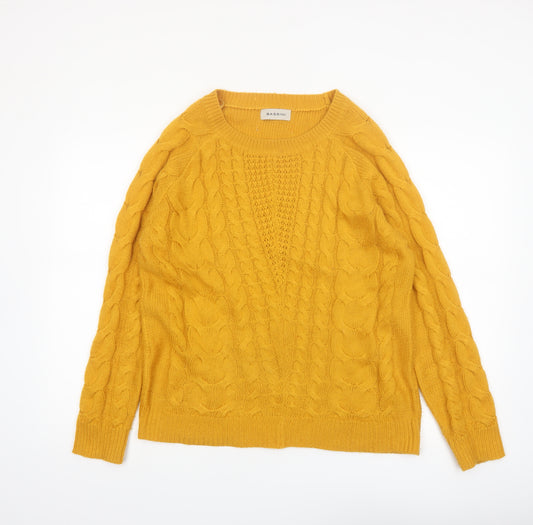 Bassini Women’s Yellow Cable-Knit Acrylic Jumper XL