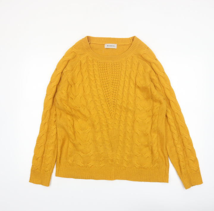 Bassini Women’s Yellow Cable-Knit Acrylic Jumper XL