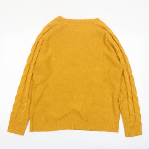 Bassini Women’s Yellow Cable-Knit Acrylic Jumper XL