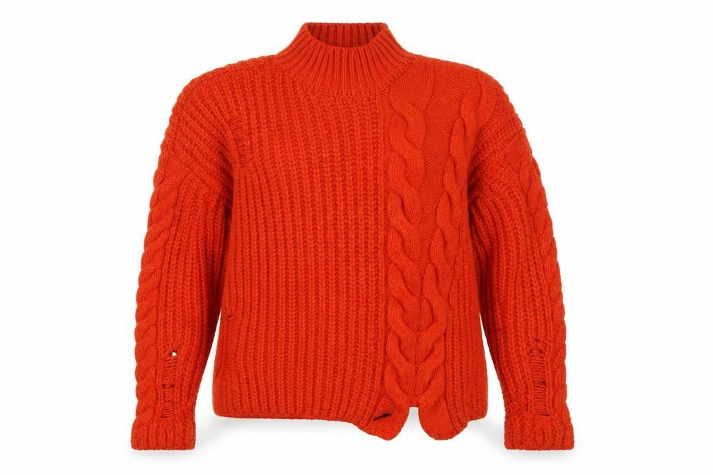 River Island Women’s Orange Cable Knit High Neck Jumper Size 10