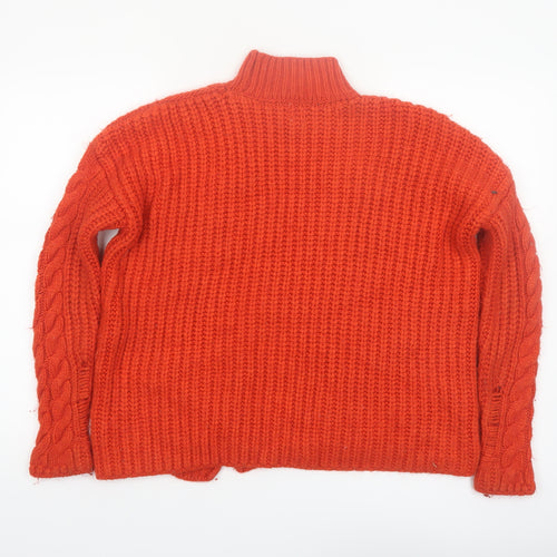 River Island Women’s Orange Cable Knit High Neck Jumper Size 10