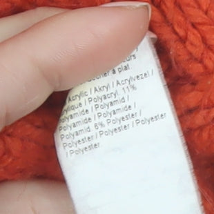 River Island Women’s Orange Cable Knit High Neck Jumper Size 10