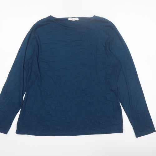 Finery Women Blue Long Sleeve Basic Jersey T-Shirt UK 18
