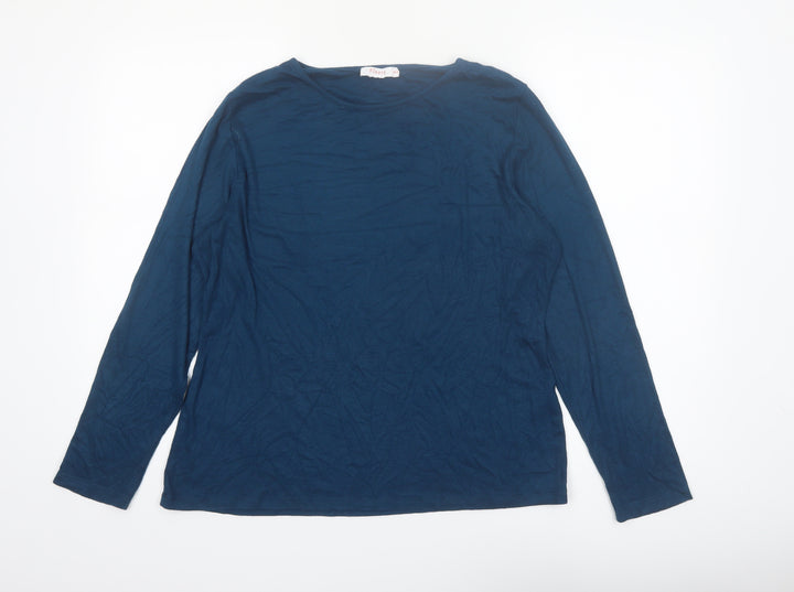 Finery Women Blue Long Sleeve Basic Jersey T-Shirt UK 18