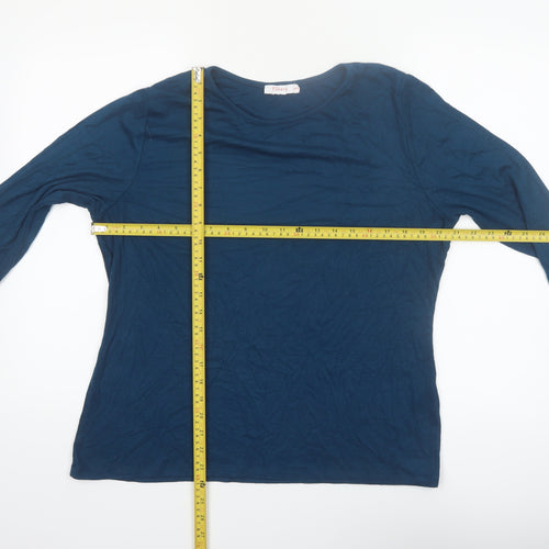 Finery Women Blue Long Sleeve Basic Jersey T-Shirt UK 18