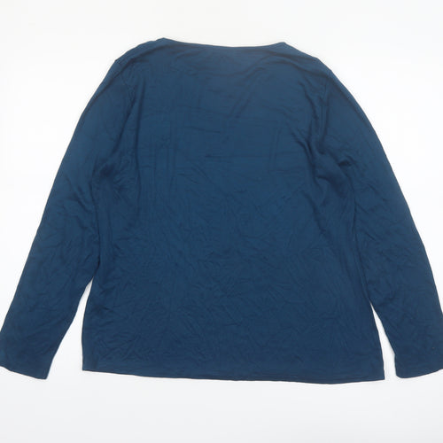 Finery Women Blue Long Sleeve Basic Jersey T-Shirt UK 18