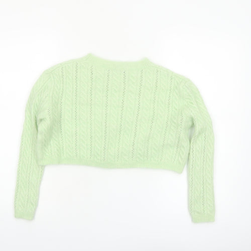 Zara Women's Green Cable-Knit Alpaca Wool Blend Jumper Size 8