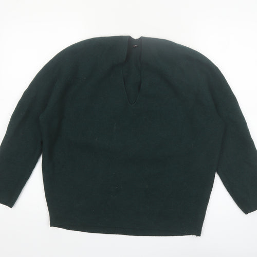 Uniqlo Women's Green Wool V-Neck Pullover Jumper M