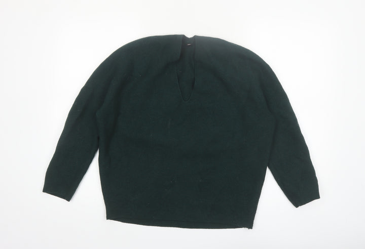 Uniqlo Women's Green Wool V-Neck Pullover Jumper M