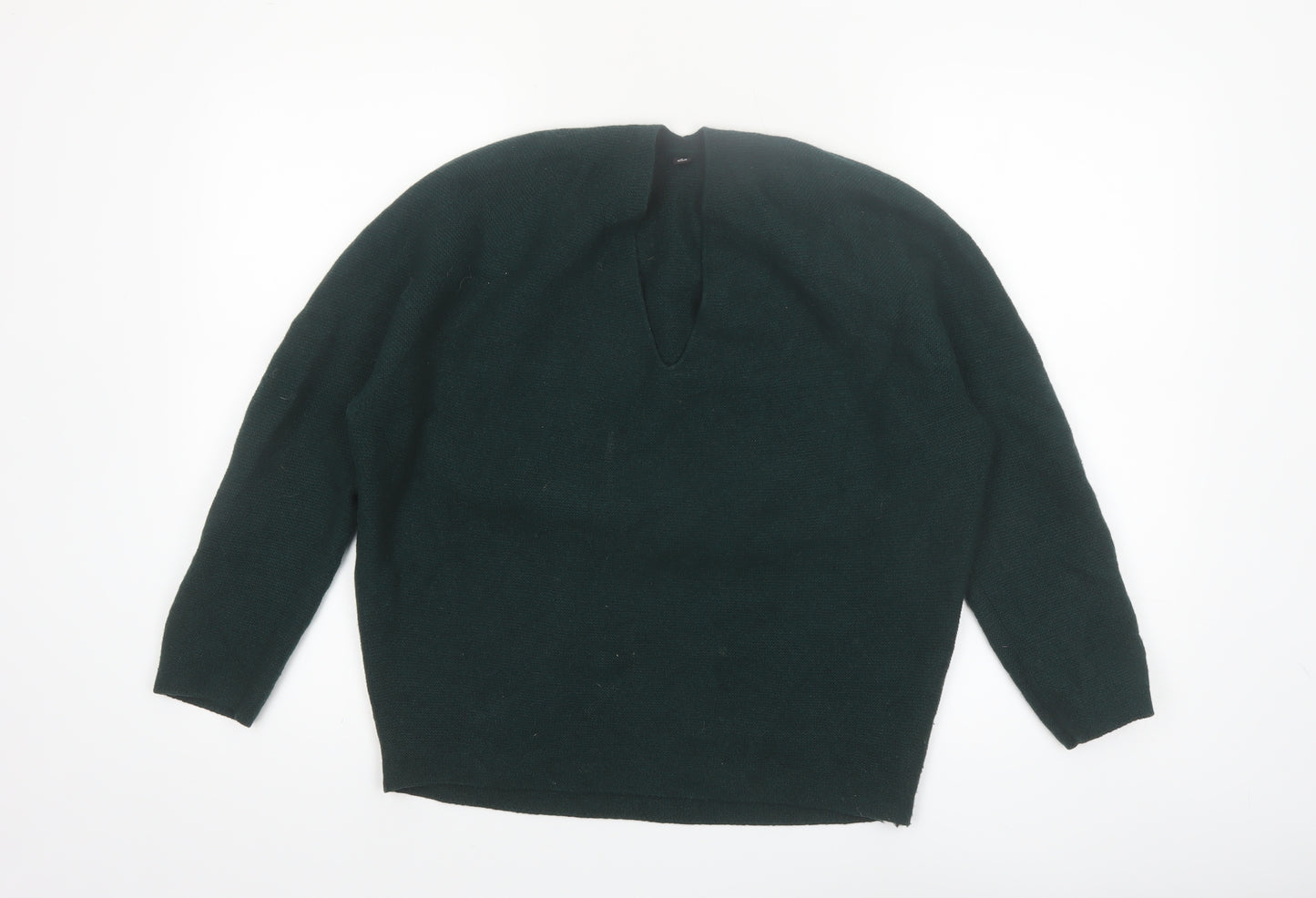 Uniqlo Women's Green Wool V-Neck Pullover Jumper M