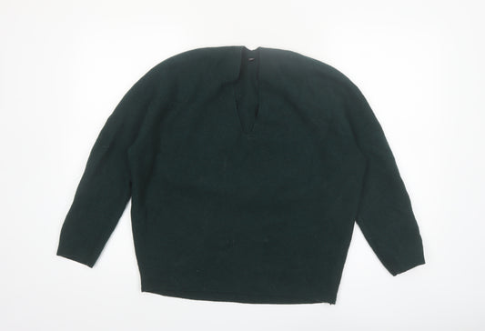 Uniqlo Women's Green Wool V-Neck Pullover Jumper M