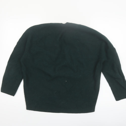 Uniqlo Women's Green Wool V-Neck Pullover Jumper M