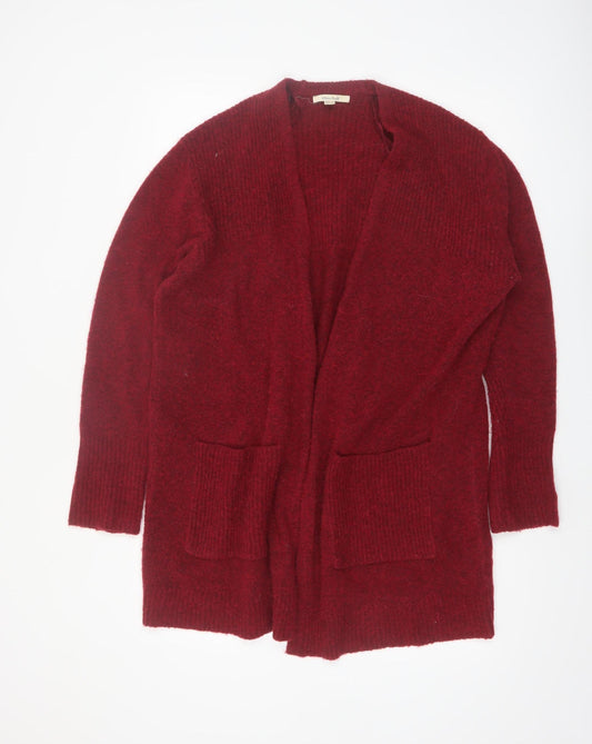 White Stuff Women Red Long Sleeve Open Knit Cardigan UK 14