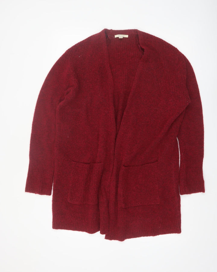 White Stuff Women Red Long Sleeve Open Knit Cardigan UK 14