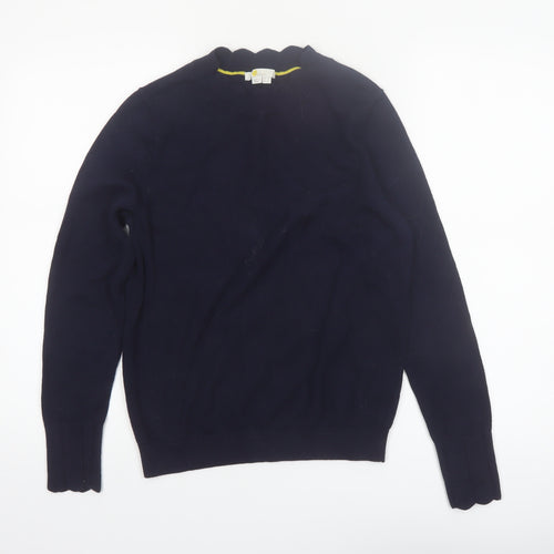 Boden Women Blue Cotton Wool Crew Neck Long Sleeve Jumper Size 12