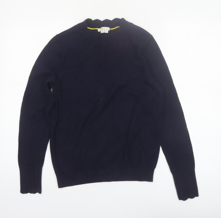 Boden Women Blue Cotton Wool Crew Neck Long Sleeve Jumper Size 12