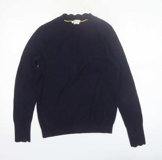 Boden Women Blue Cotton Wool Crew Neck Long Sleeve Jumper Size 12