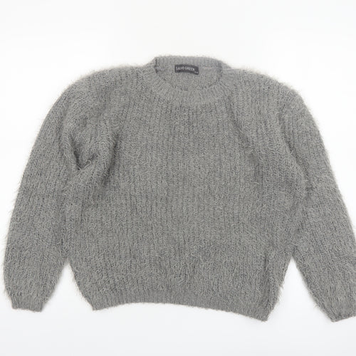 Salvo Green Women's Grey Chunky Knit Crew Neck XL Jumper