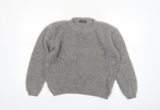 Salvo Green Women's Grey Chunky Knit Crew Neck XL Jumper