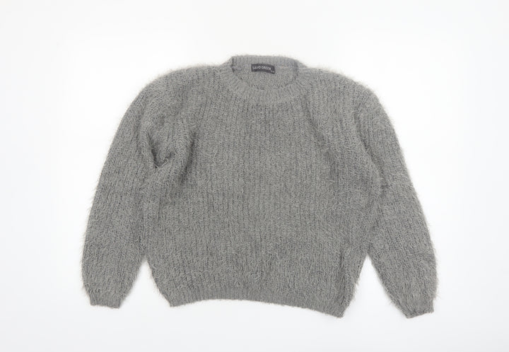 Salvo Green Women's Grey Chunky Knit Crew Neck XL Jumper