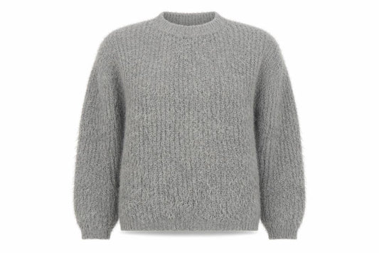 Front view of Salvo Green Women's Grey Chunky Knit Crew Neck XL Jumper