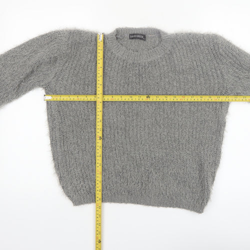 Salvo Green Women's Grey Chunky Knit Crew Neck XL Jumper