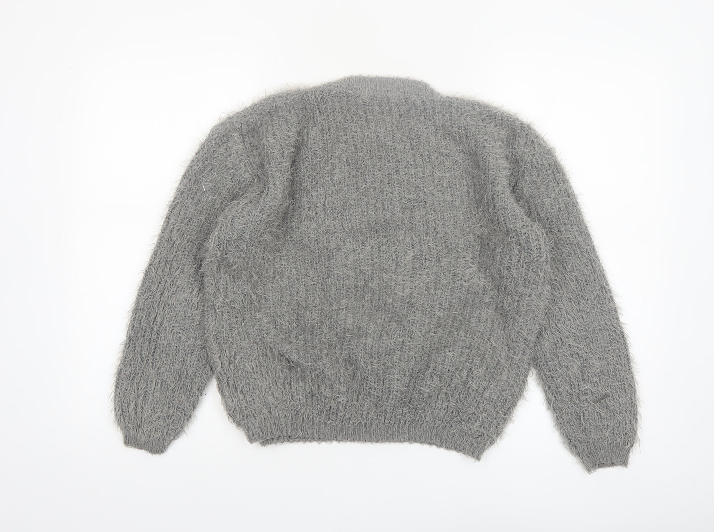 Salvo Green Women's Grey Chunky Knit Crew Neck XL Jumper