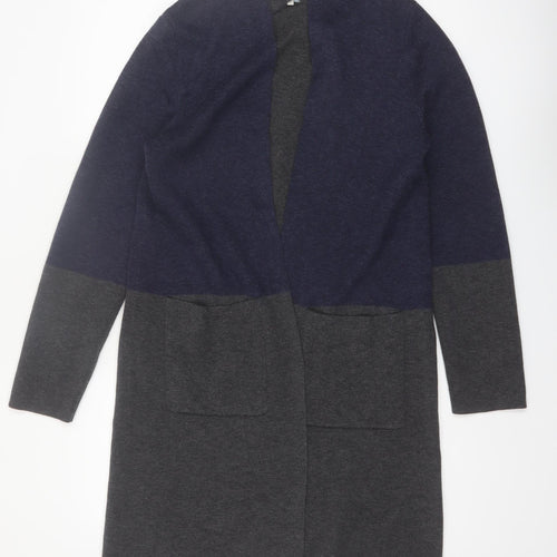 Hobbs Women’s Grey & Navy Colour Block Long Knit Cardigan M
