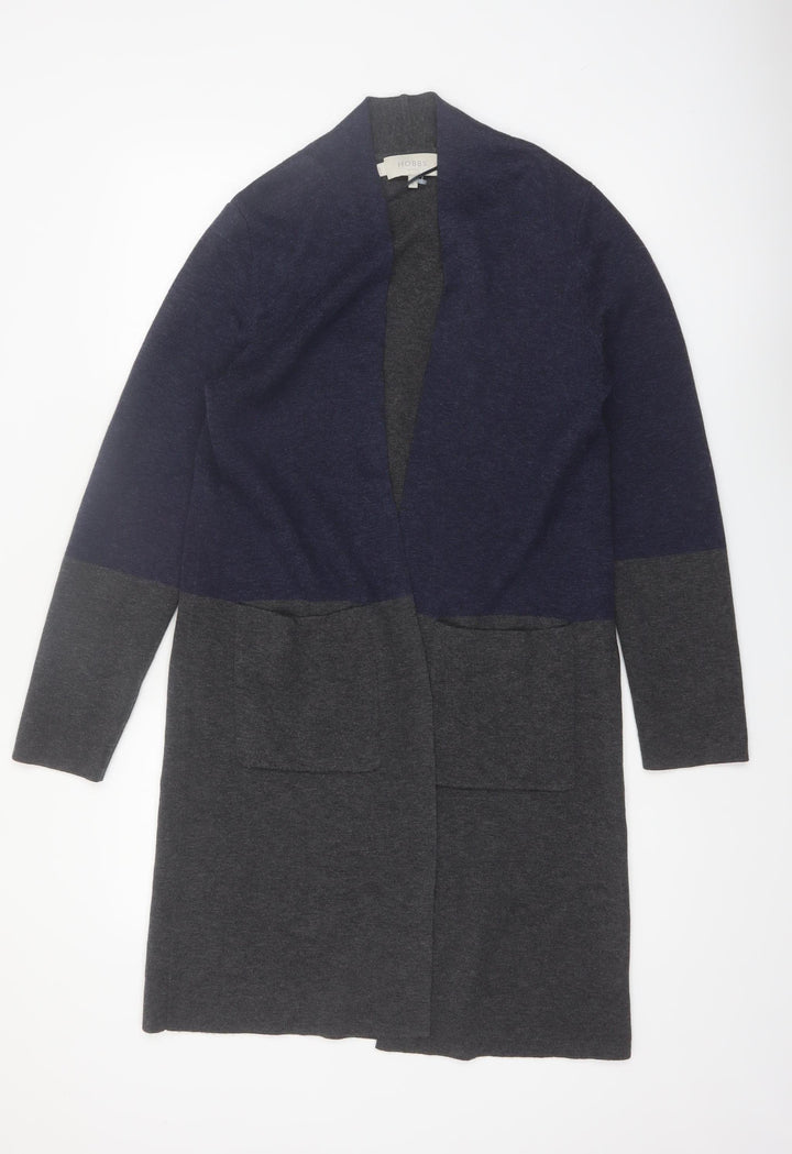 Hobbs Women’s Grey & Navy Colour Block Long Knit Cardigan M