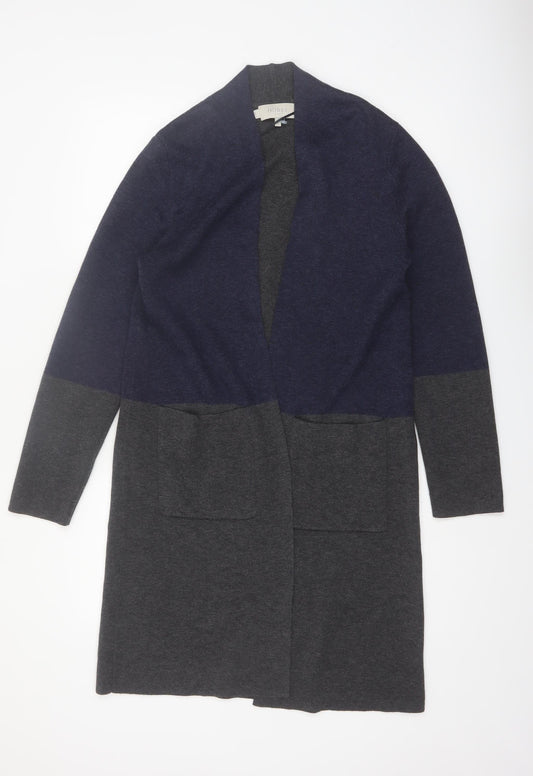 Hobbs Women’s Grey & Navy Colour Block Long Knit Cardigan M