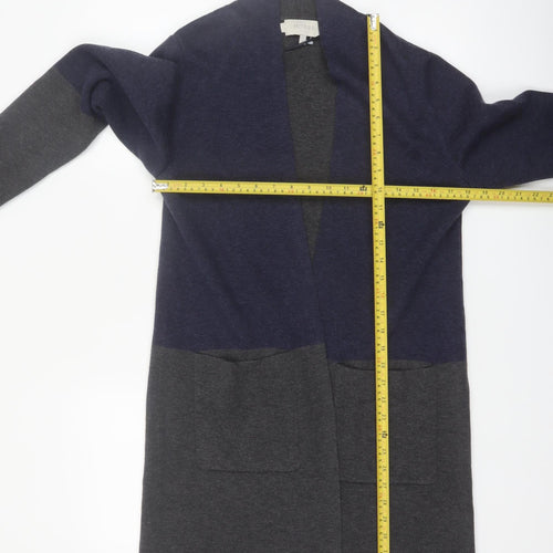 Hobbs Women’s Grey & Navy Colour Block Long Knit Cardigan M