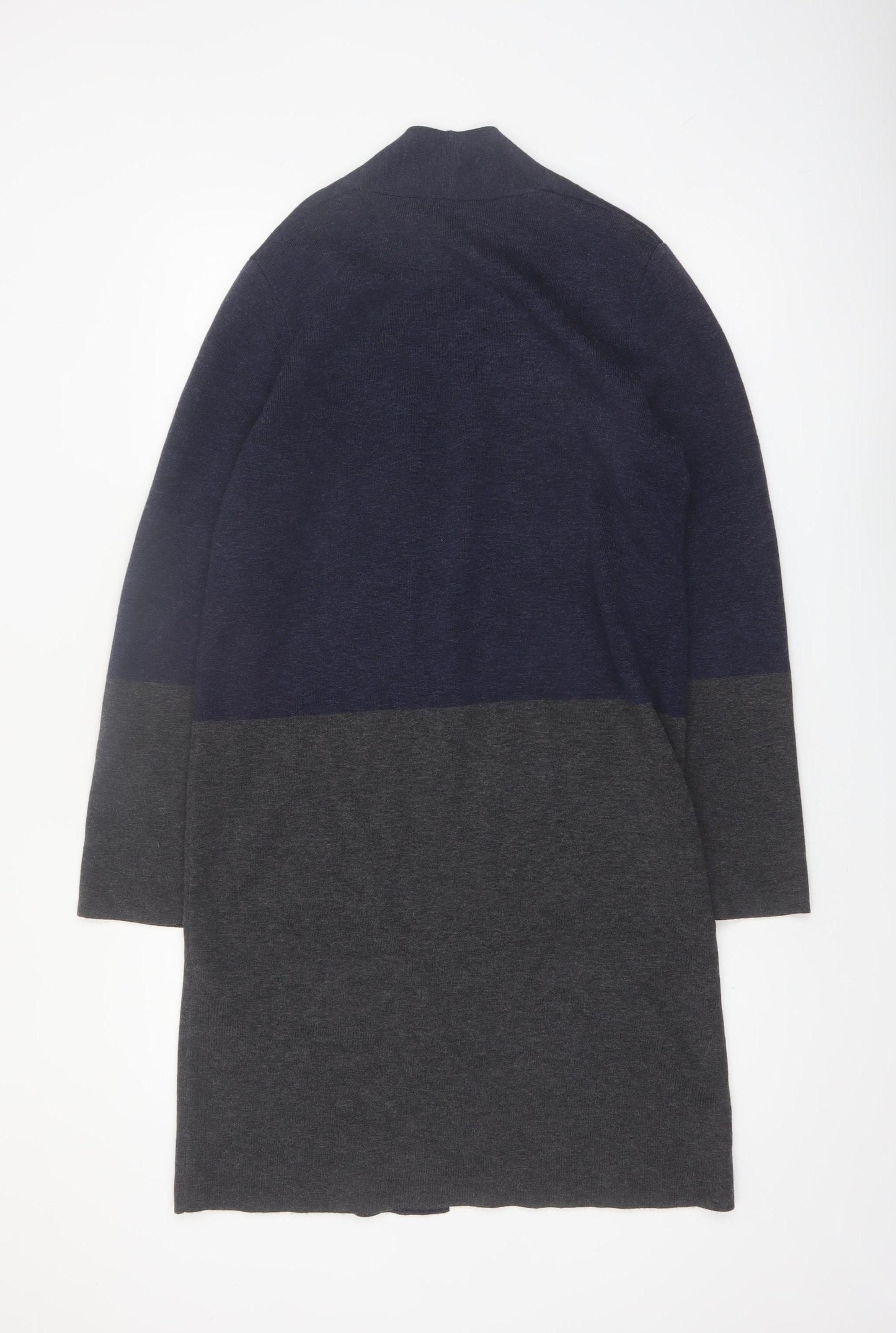 Hobbs Women’s Grey & Navy Colour Block Long Knit Cardigan M