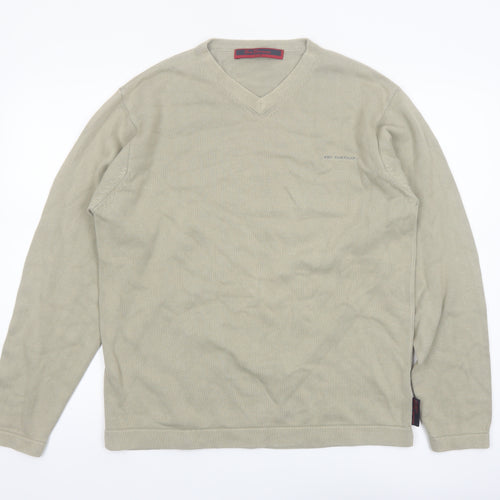 Ben Sherman Men's Beige Cotton V-Neck Pullover Jumper M