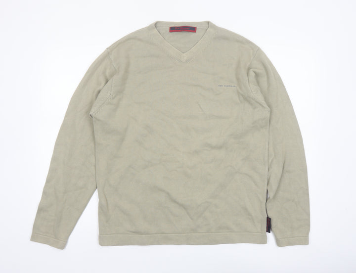 Ben Sherman Men's Beige Cotton V-Neck Pullover Jumper M