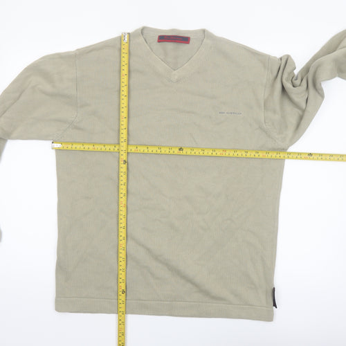 Ben Sherman Men's Beige Cotton V-Neck Pullover Jumper M
