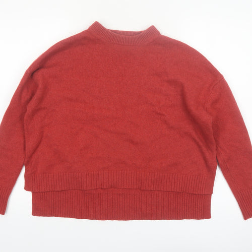 Marks and Spencer Womens Burnt Orange Lambswool Mock Neck Jumper Size S