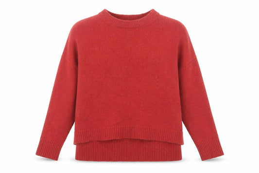 Front view of Marks & Spencer women’s burnt orange lambswool mock neck jumper, size S