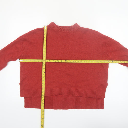 Marks and Spencer Womens Burnt Orange Lambswool Mock Neck Jumper Size S