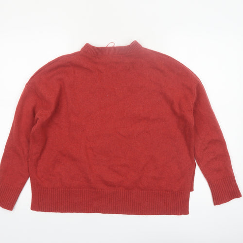 Marks and Spencer Womens Burnt Orange Lambswool Mock Neck Jumper Size S