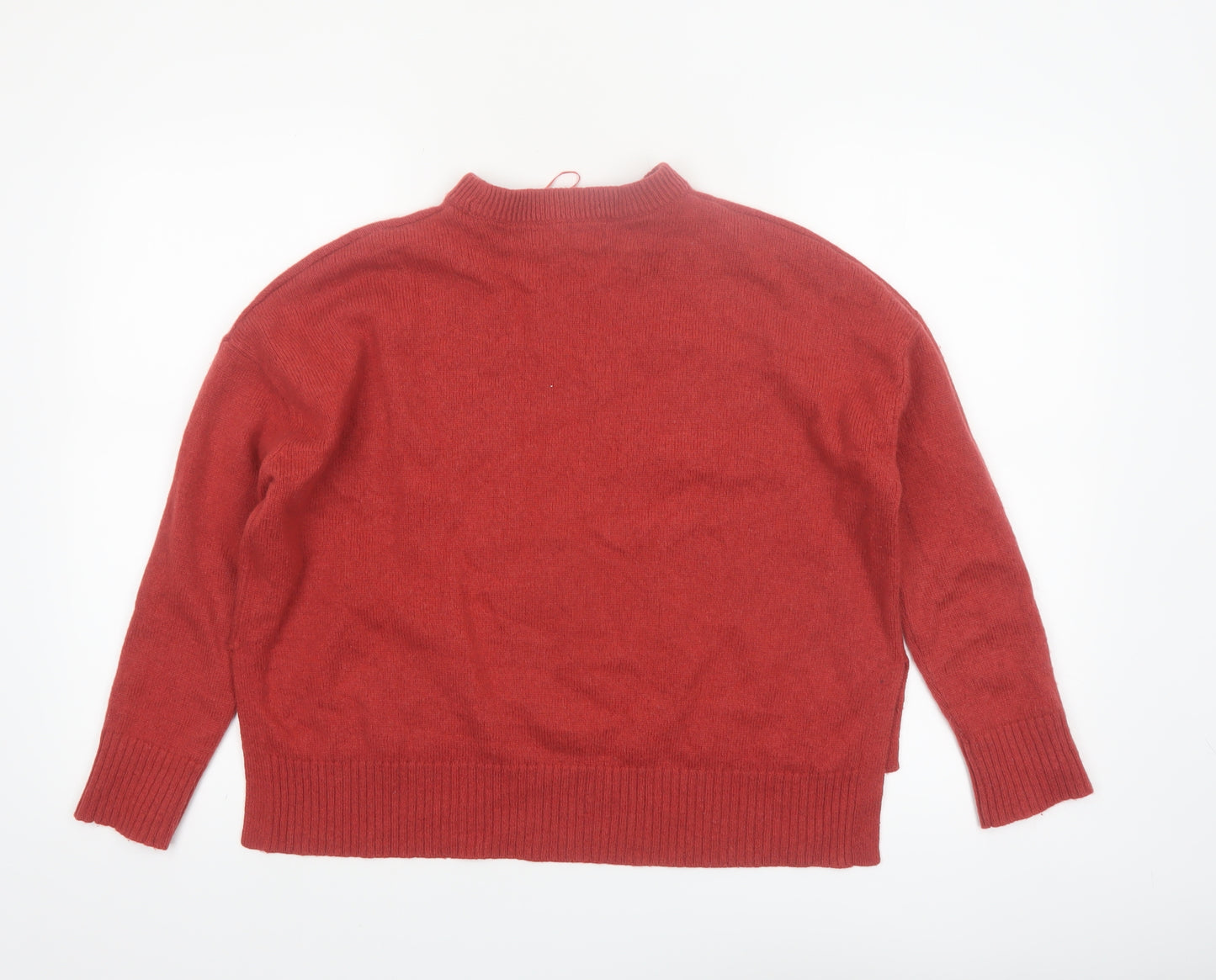 Marks and Spencer Womens Burnt Orange Lambswool Mock Neck Jumper Size S
