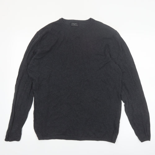 Zara Man Black Cotton Crew Neck Pullover Jumper XL