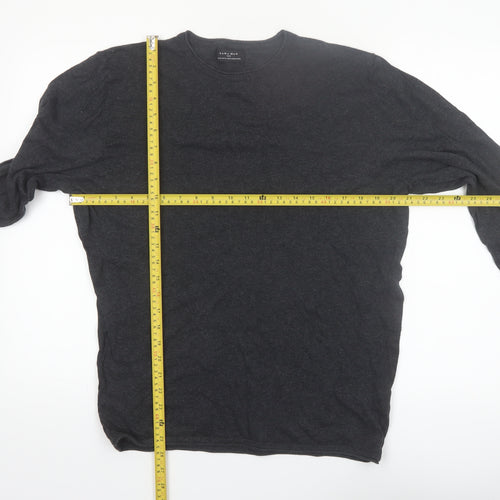 Zara Man Black Cotton Crew Neck Pullover Jumper XL