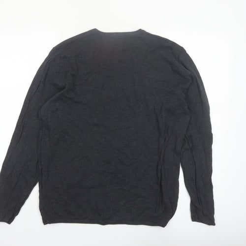 Zara Man Black Cotton Crew Neck Pullover Jumper XL