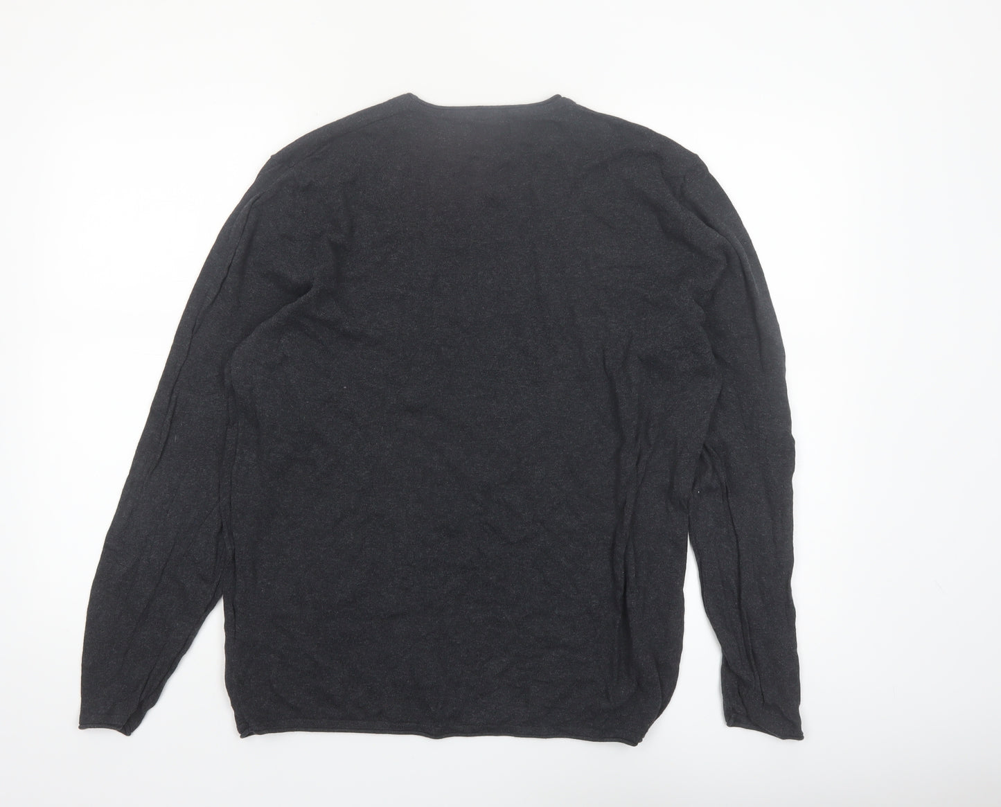 Zara Man Black Cotton Crew Neck Pullover Jumper XL