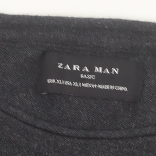 Zara Man Black Cotton Crew Neck Pullover Jumper XL